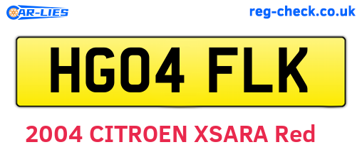 HG04FLK are the vehicle registration plates.