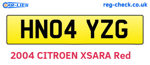 HN04YZG are the vehicle registration plates.