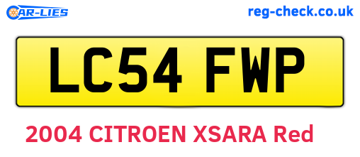 LC54FWP are the vehicle registration plates.