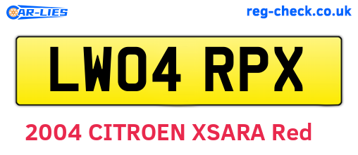 LW04RPX are the vehicle registration plates.