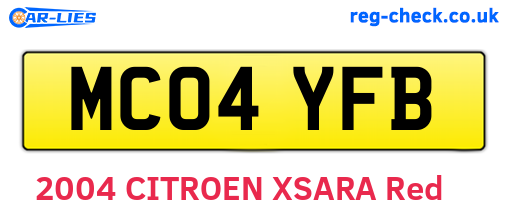 MC04YFB are the vehicle registration plates.