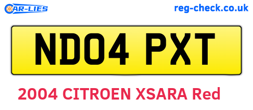 ND04PXT are the vehicle registration plates.