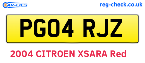 PG04RJZ are the vehicle registration plates.