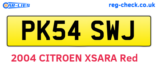 PK54SWJ are the vehicle registration plates.