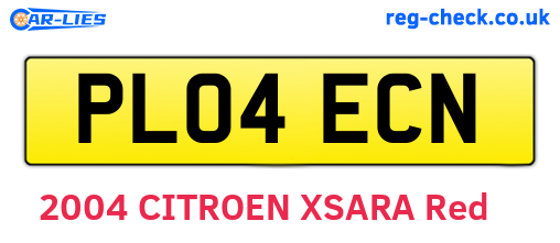 PL04ECN are the vehicle registration plates.