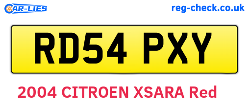 RD54PXY are the vehicle registration plates.