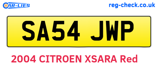 SA54JWP are the vehicle registration plates.