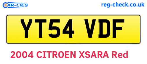YT54VDF are the vehicle registration plates.