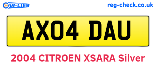 AX04DAU are the vehicle registration plates.
