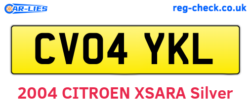 CV04YKL are the vehicle registration plates.