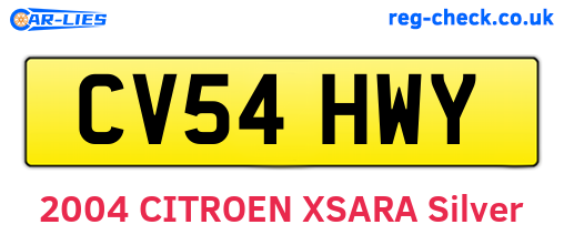 CV54HWY are the vehicle registration plates.
