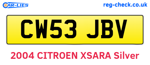 CW53JBV are the vehicle registration plates.
