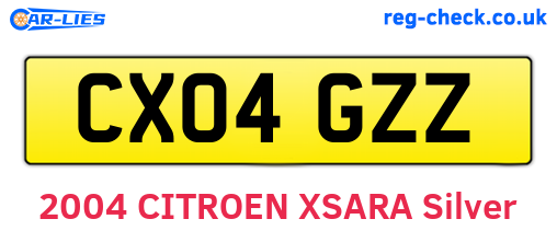 CX04GZZ are the vehicle registration plates.