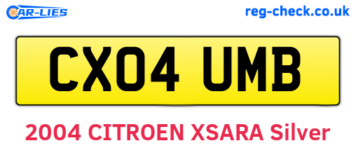 CX04UMB are the vehicle registration plates.