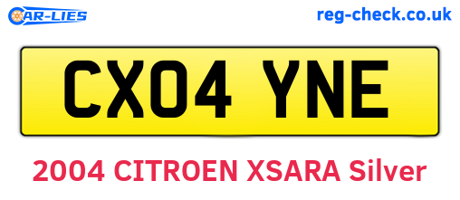 CX04YNE are the vehicle registration plates.