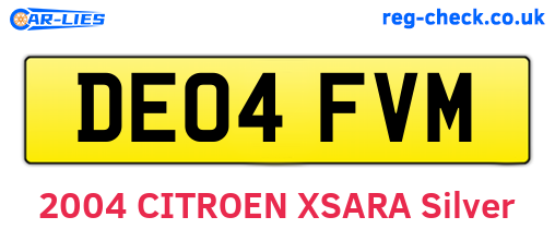 DE04FVM are the vehicle registration plates.