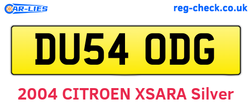 DU54ODG are the vehicle registration plates.