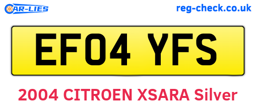 EF04YFS are the vehicle registration plates.