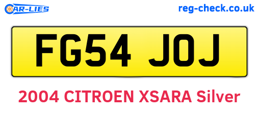 FG54JOJ are the vehicle registration plates.