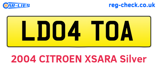 LD04TOA are the vehicle registration plates.