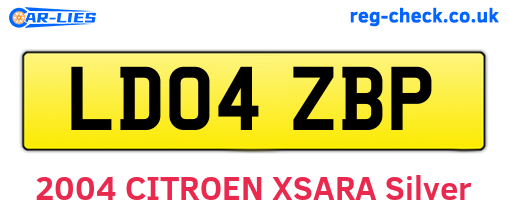 LD04ZBP are the vehicle registration plates.
