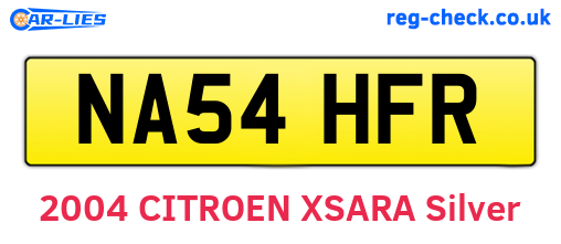 NA54HFR are the vehicle registration plates.