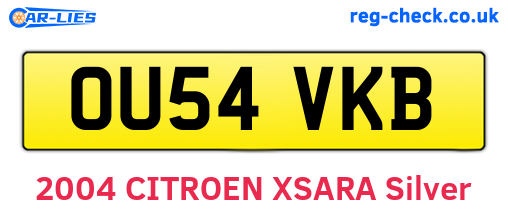 OU54VKB are the vehicle registration plates.
