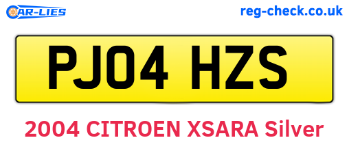 PJ04HZS are the vehicle registration plates.