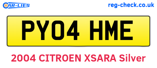 PY04HME are the vehicle registration plates.