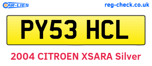 PY53HCL are the vehicle registration plates.