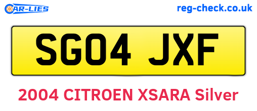 SG04JXF are the vehicle registration plates.
