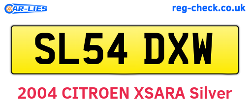 SL54DXW are the vehicle registration plates.