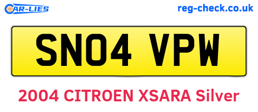 SN04VPW are the vehicle registration plates.