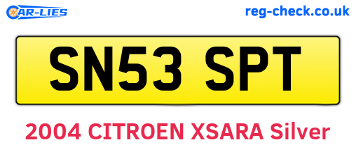 SN53SPT are the vehicle registration plates.