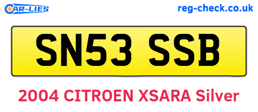 SN53SSB are the vehicle registration plates.