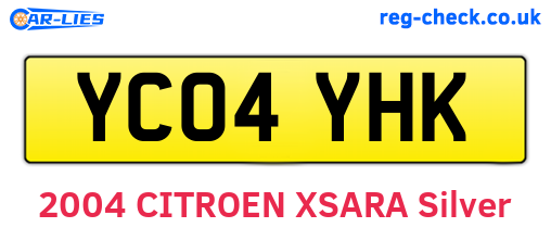 YC04YHK are the vehicle registration plates.