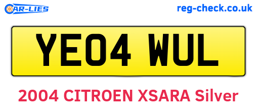 YE04WUL are the vehicle registration plates.