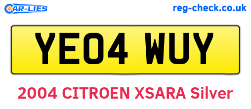 YE04WUY are the vehicle registration plates.