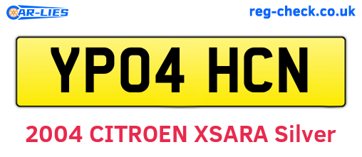 YP04HCN are the vehicle registration plates.