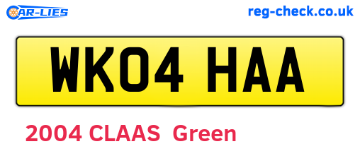 WK04HAA are the vehicle registration plates.
