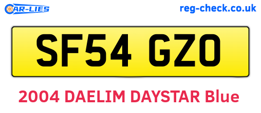 SF54GZO are the vehicle registration plates.