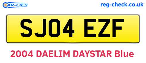 SJ04EZF are the vehicle registration plates.