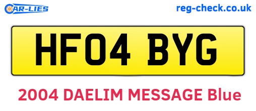 HF04BYG are the vehicle registration plates.