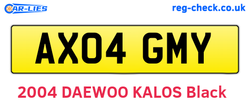 AX04GMY are the vehicle registration plates.