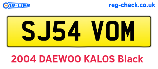 SJ54VOM are the vehicle registration plates.
