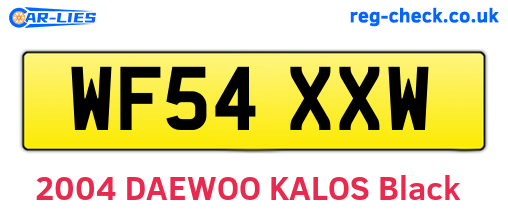 WF54XXW are the vehicle registration plates.