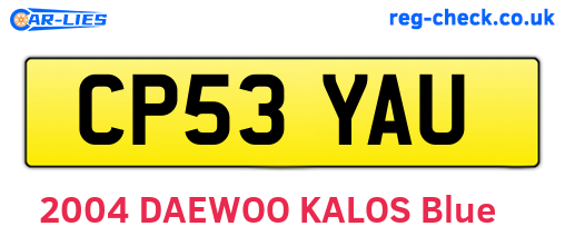 CP53YAU are the vehicle registration plates.