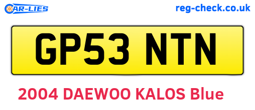 GP53NTN are the vehicle registration plates.