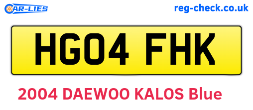 HG04FHK are the vehicle registration plates.