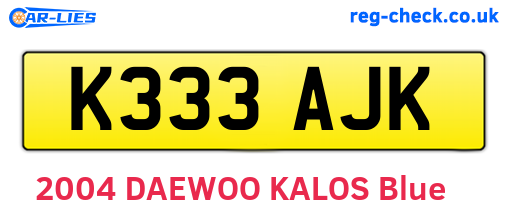 K333AJK are the vehicle registration plates.